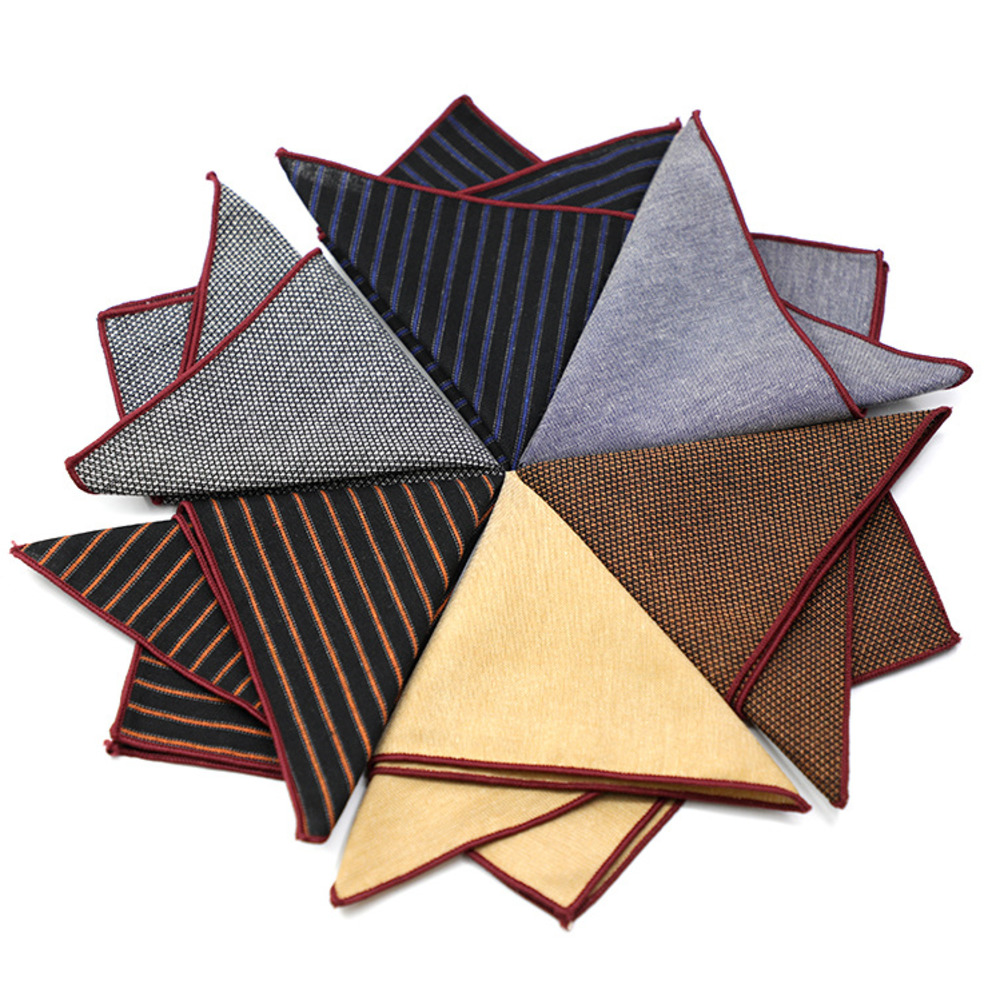 Handkerchief Cotton Men - Solidne paski brązowa poszetka 23CM bawełniany