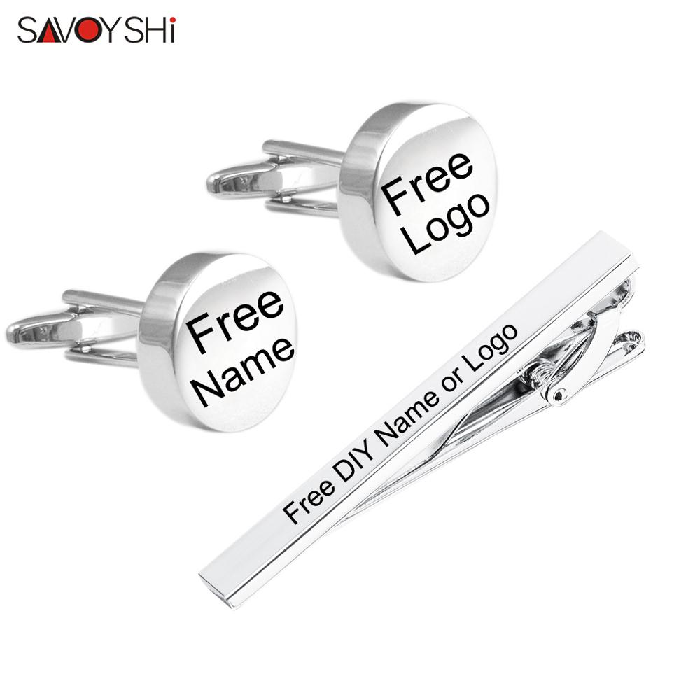 Tie Bar Set Gift - SAVOYSHI Bezpłatne grawerowanie imienia Spinki do