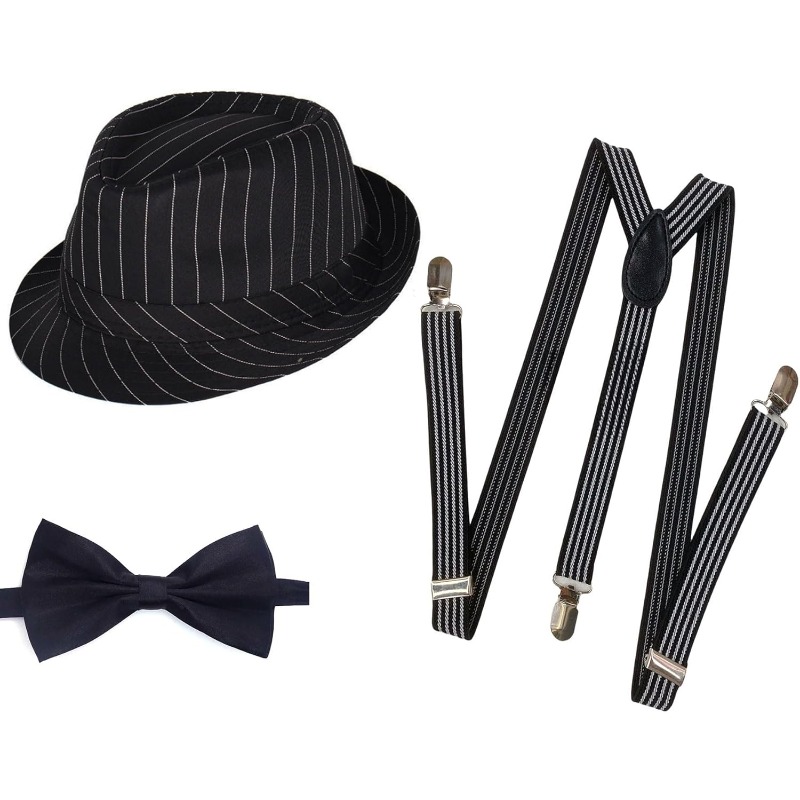 Bow Tie Pre Tied - Męski strój z lat 20., kapelusz