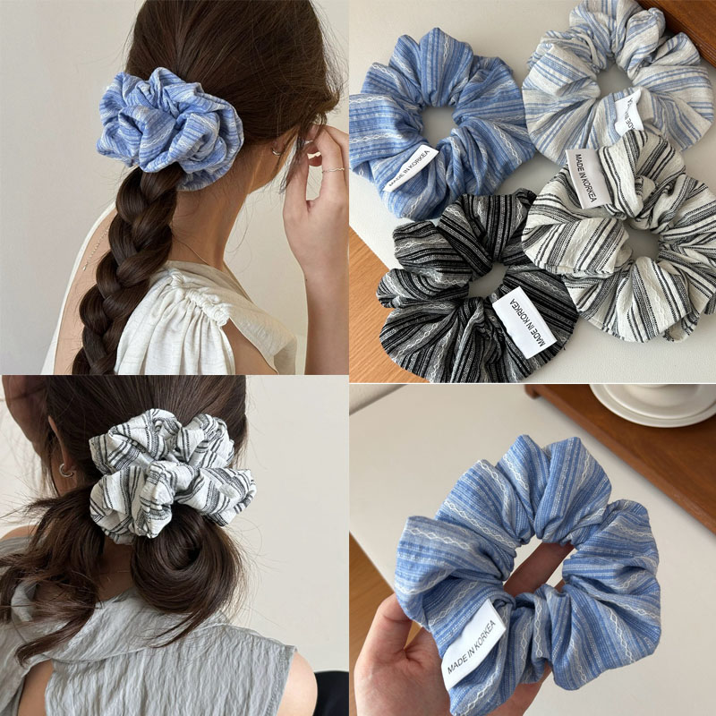 Silk Tie Striped - 2024 Korea Fashion Stripe scrunchies do
