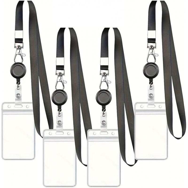 Lanyard Badge Holder - 4 szt. Czarny sznurek na identyfikator