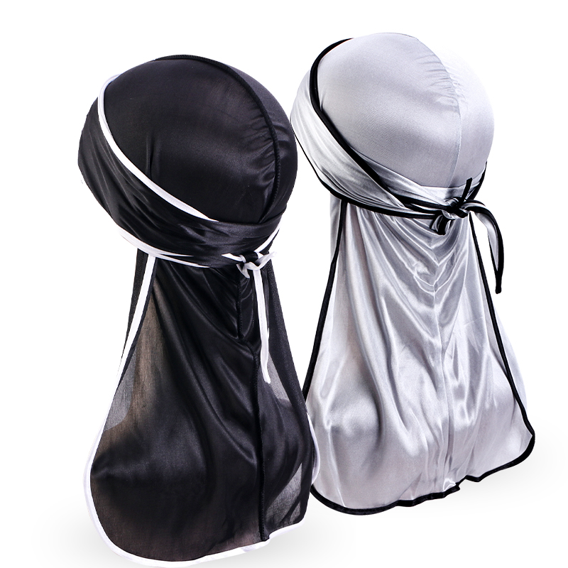 Bandana Doo Rag - 2PCS/LOT Unisex Men Satin Durag Black