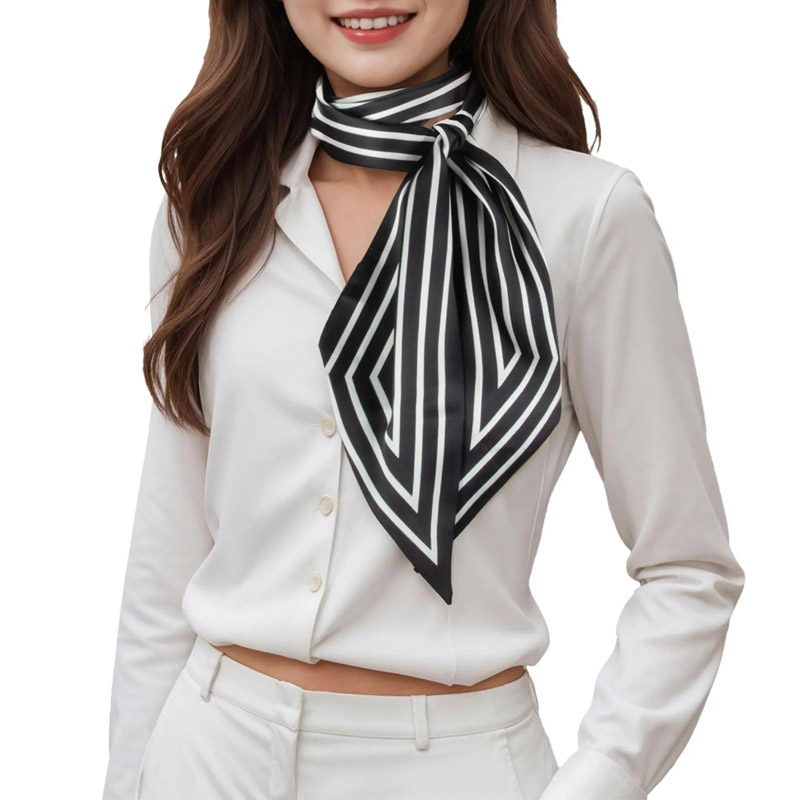 Silk Tie Striped - Moda Paski Wstążka do włosów Szalik