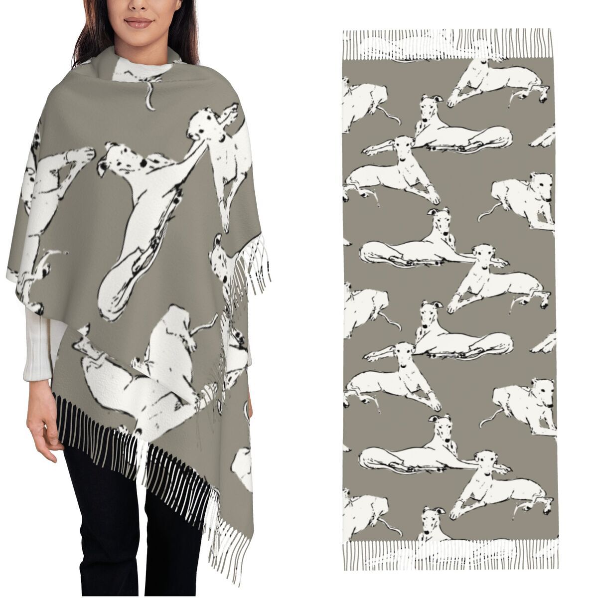 Pashmina Wrap Large - Relaksujący szalik z chartem greymondem i