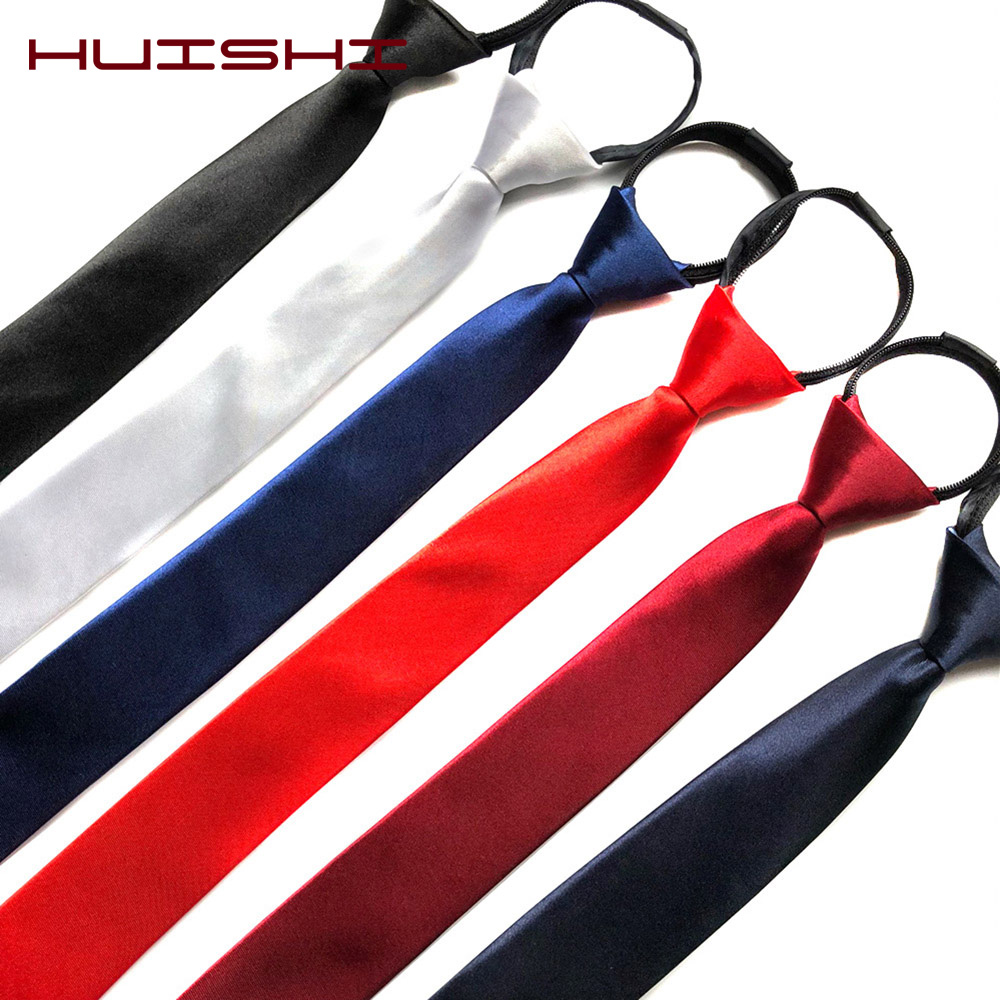 Skinny Tie Men - HUISHI wstępnie wiązany zamek błyskawiczny krawat