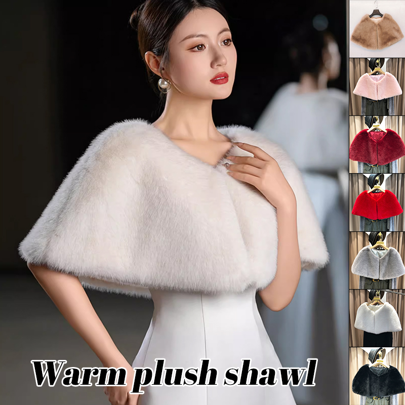 Stole Wedding Shawl - Damski zimowy szal ze sztucznego futra