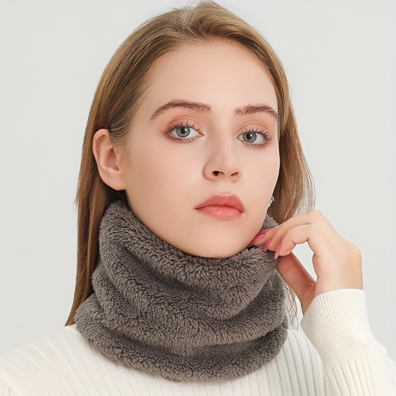 Infinity Scarf Knit - Wiatroszczelny pluszowy szalik nieskończoności jednokolorowy ocieplacz