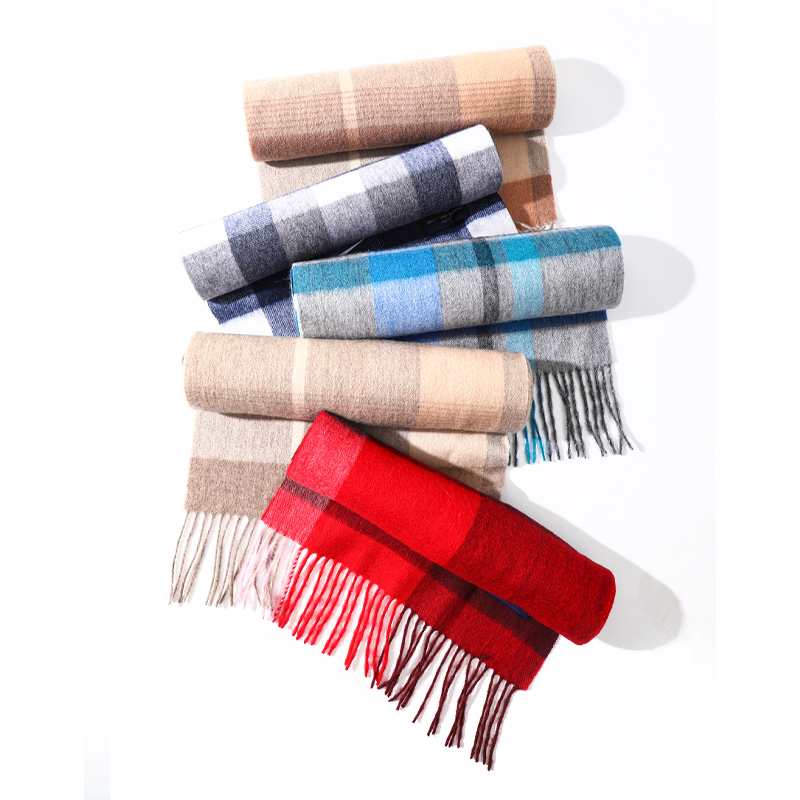 Muffler Men Wool - Damska ciepła klasyczna krata szalik moda