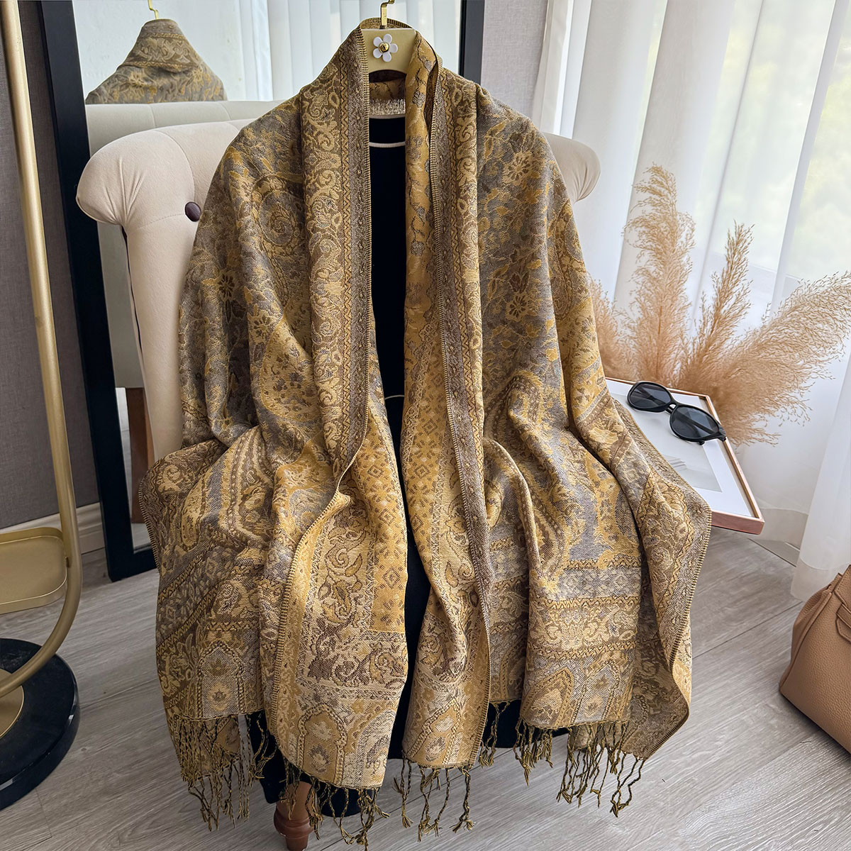 Woven Scarf Blanket - Koc z frędzlami 2025, etniczny styl,