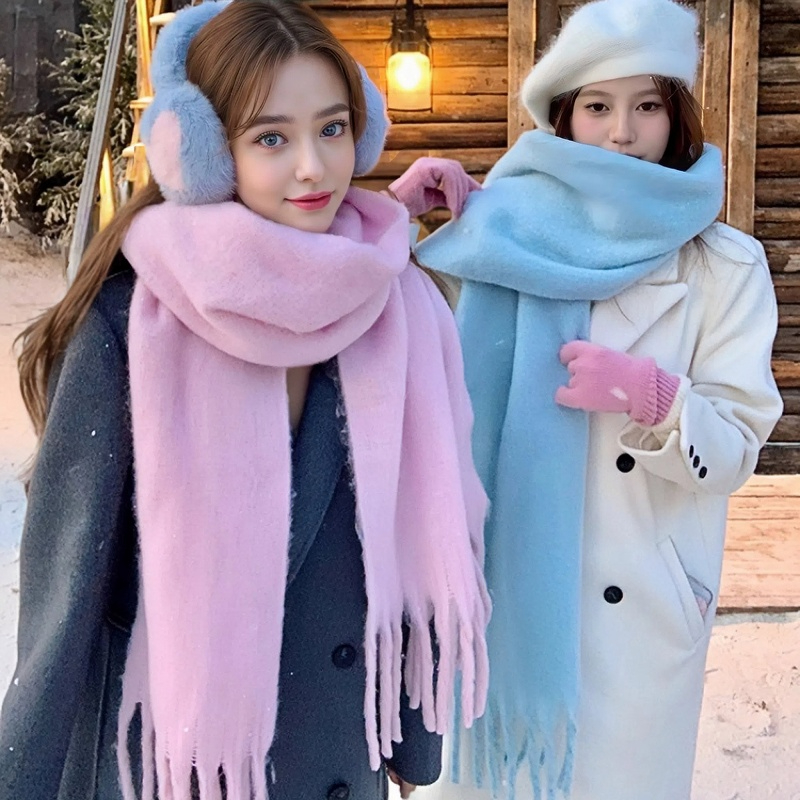 Woven Scarf Blanket - Zimowy Szal Damski Kaszmirowy Ciepły Jednolity