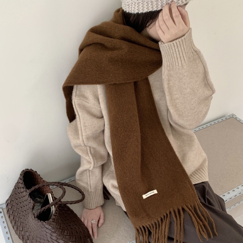 Muffler Men Wool - Koreański Styl Elegancki Szal z Frędzlami