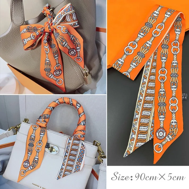 Ascot Neck Scarf - Modny, cienki jedwabny szalik damski, modne