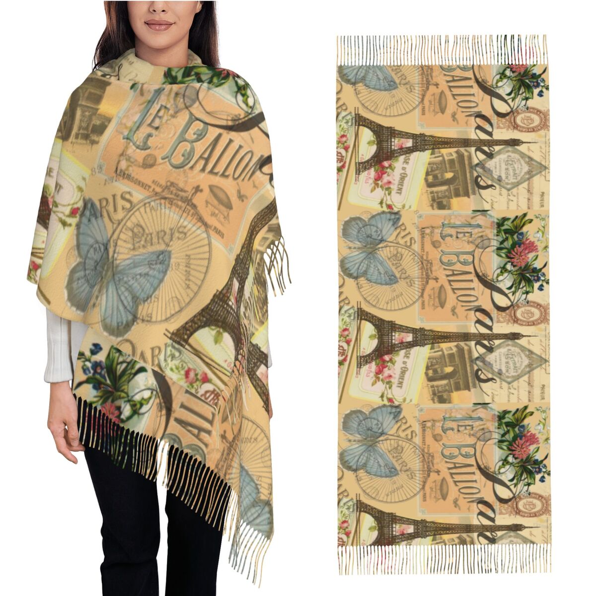 Pashmina Wrap Large - Szal Damski Zimowy Duży Długi Szalik