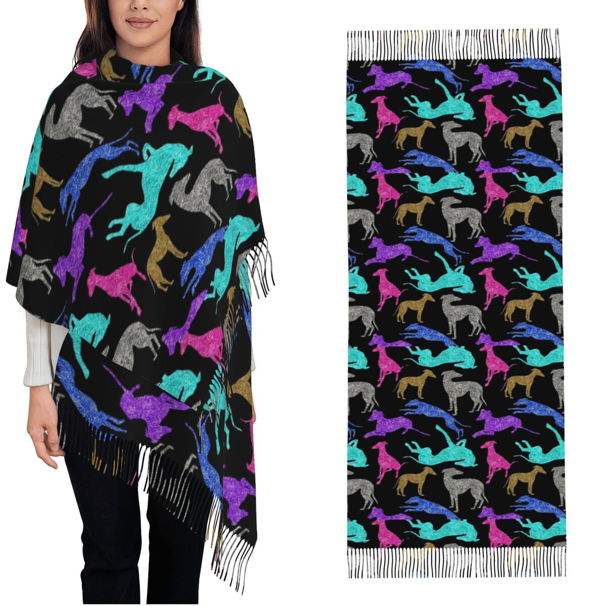 Pashmina Wrap Large - Szalik Greyt Greyhound Combo, ciepła pashmina,