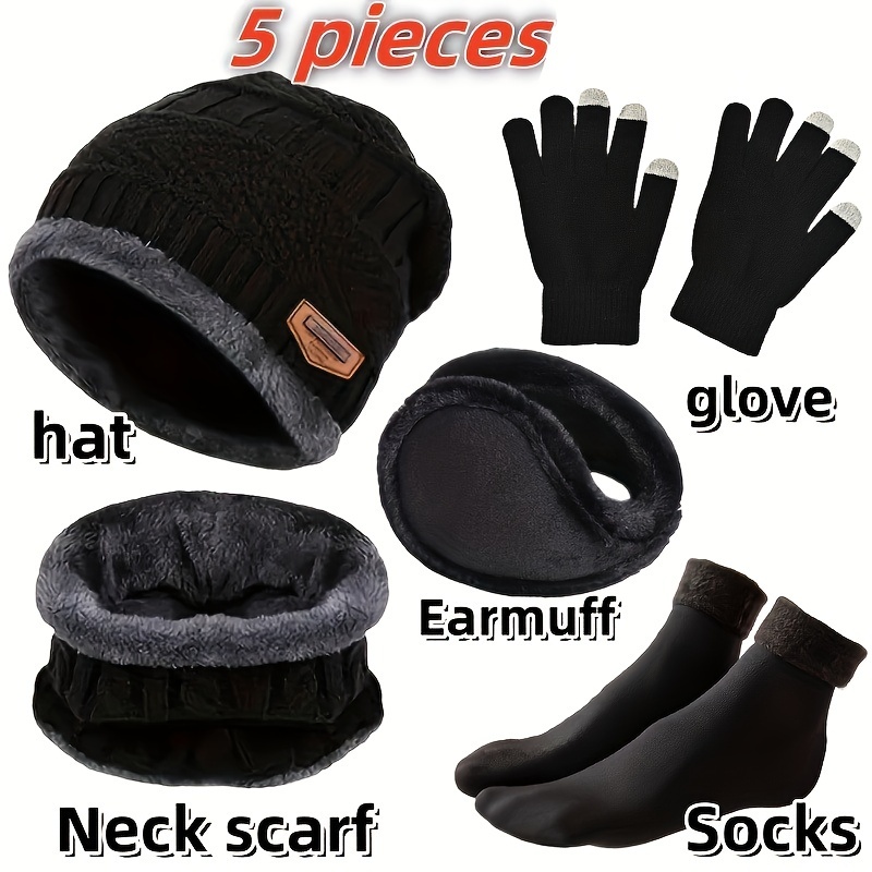 Muffler Men Wool - Męska czapka zimowa, zimowy szalik outdoorowy,