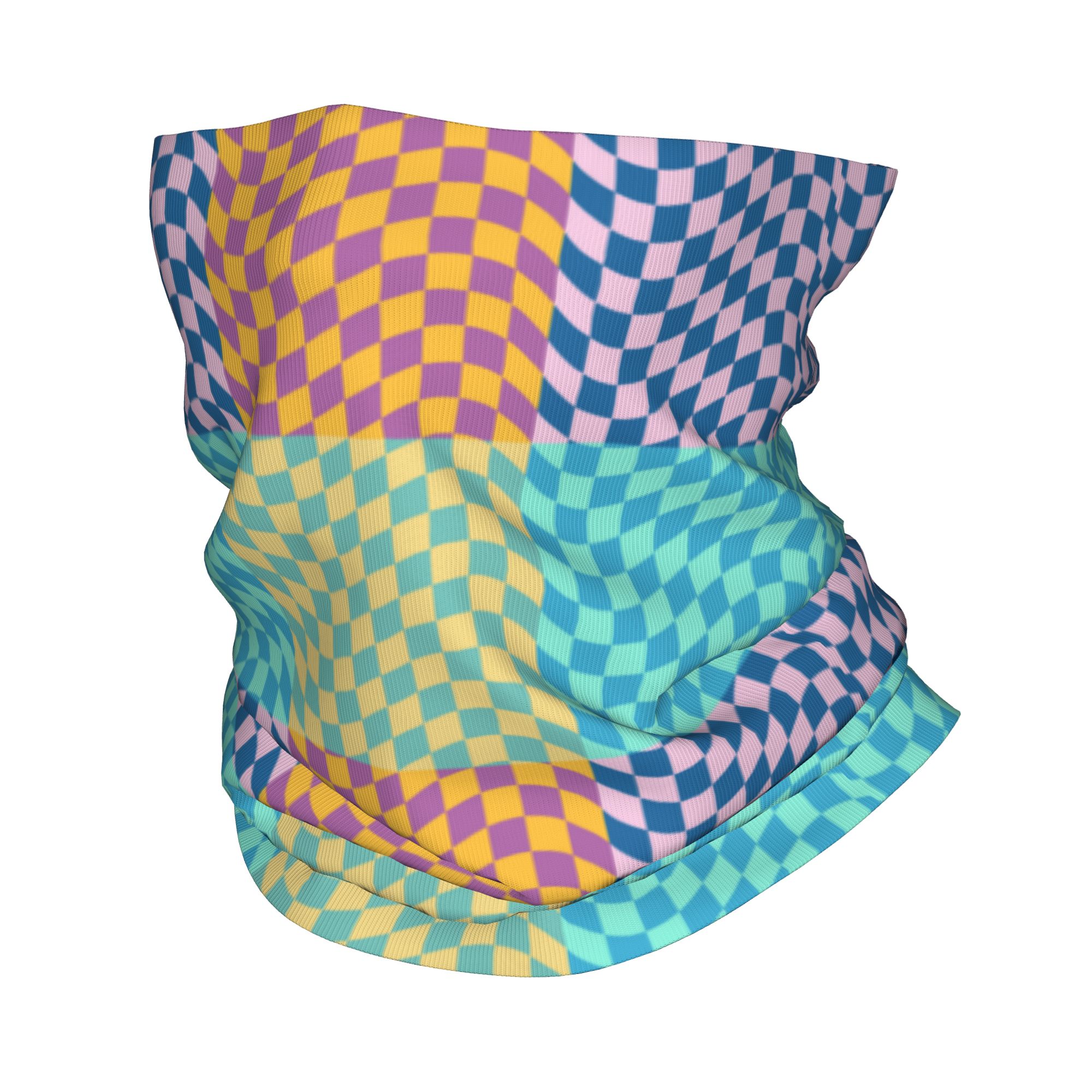 Neck Warmer Tube - Kolorowa bandana w kratę, osłona na