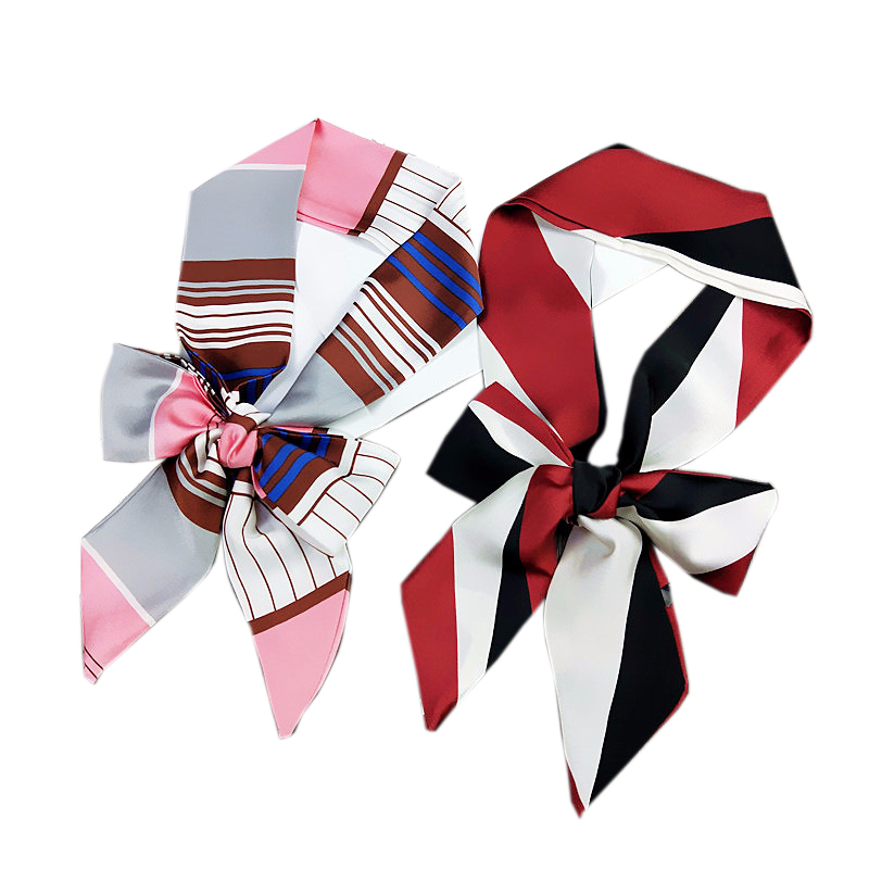Silk Tie Striped - TOP mała długa jedwabna apaszka dla