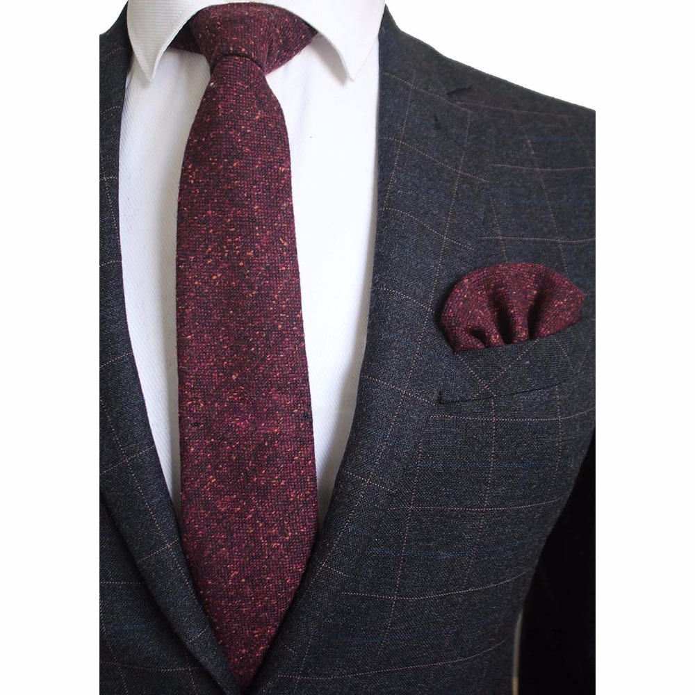 Handkerchief Cotton Men - Ricnais 8cm Wełniany krawat w kratę
