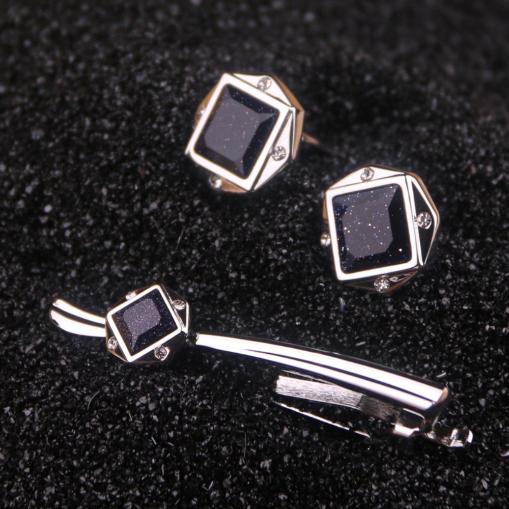 Tie Bar Set Gift - Zestaw Męski Klips do Krawata Spinki