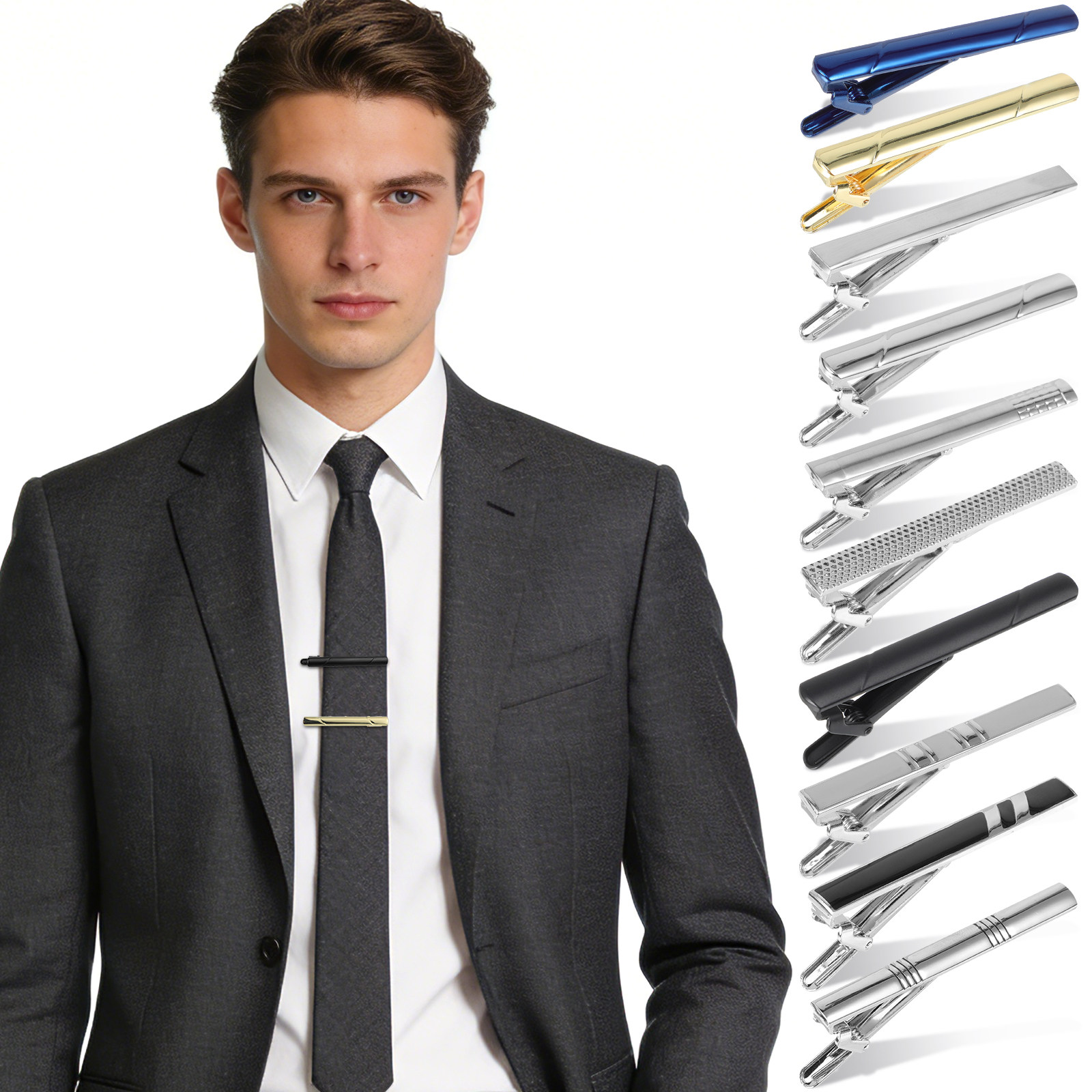 Zestaw 10 klipsów do krawata,  – Tie Bar Set Gift recenzja i cena