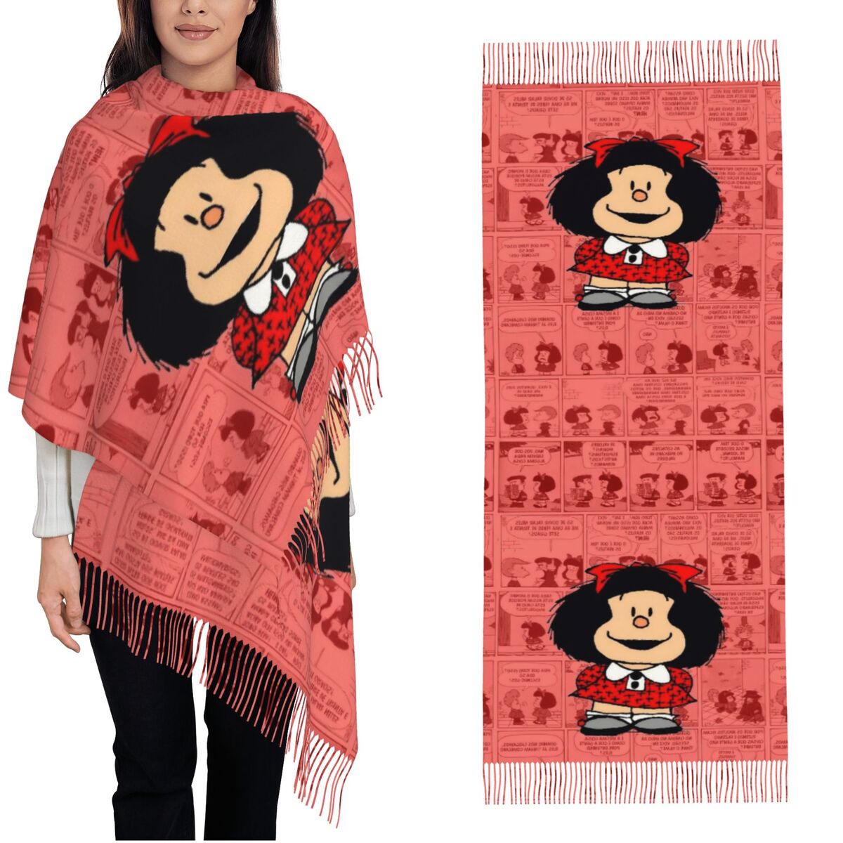 Damski szal z frędzlami Mafald – Pashmina Wrap Large recenzja i cena