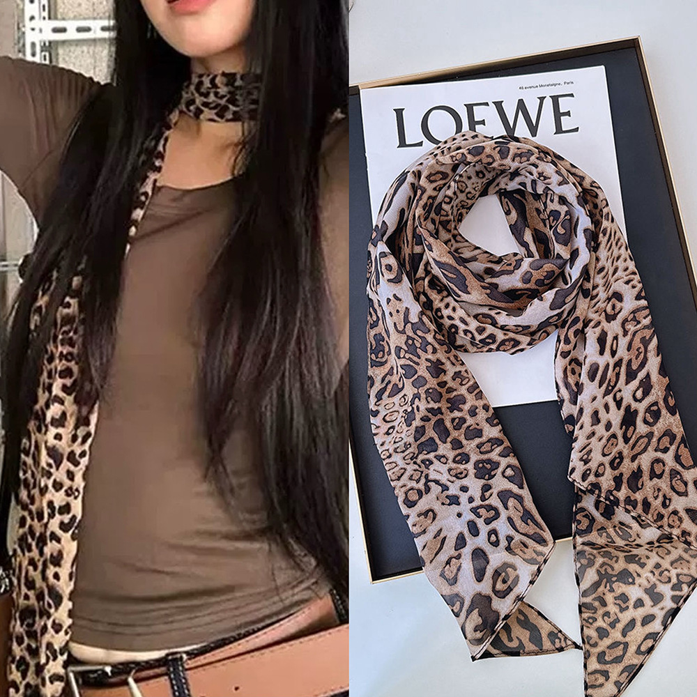 Leopard Small Long Silk Scarf  – Silk Tie Striped recenzja i cena