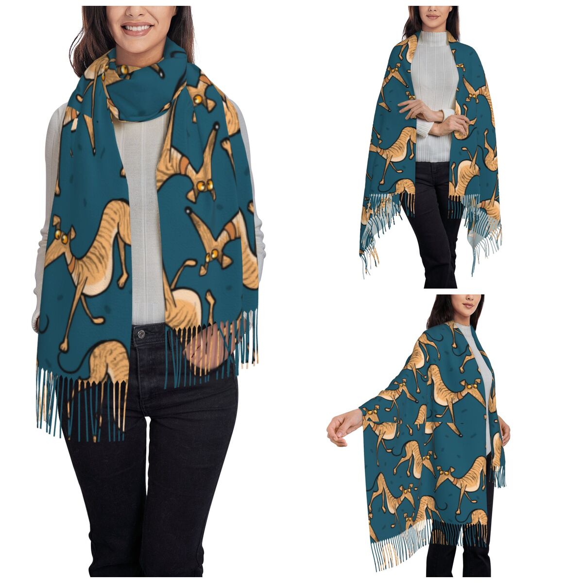 Szaliki damskie z motywem psów – Pashmina Wrap Large recenzja i cena