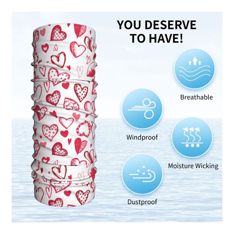 Różowo-czerwona bandana z serd – Neck Warmer Tube recenzja i cena