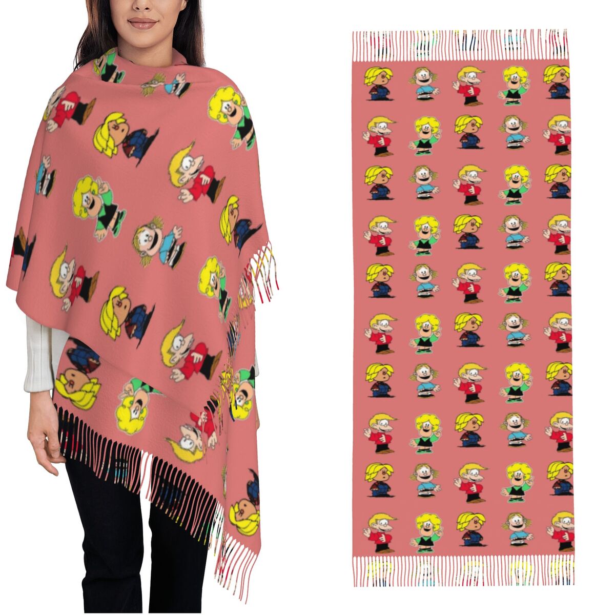 Damski szal z frędzlami, posta – Pashmina Wrap Large recenzja i cena