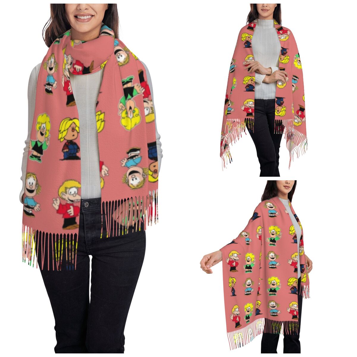 Damski szal z frędzlami, posta – Pashmina Wrap Large recenzja i cena